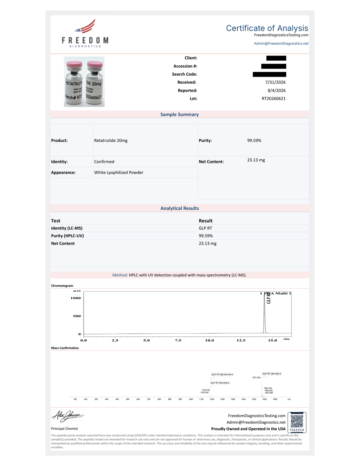 COA GLP-3 (RT) 20 mg